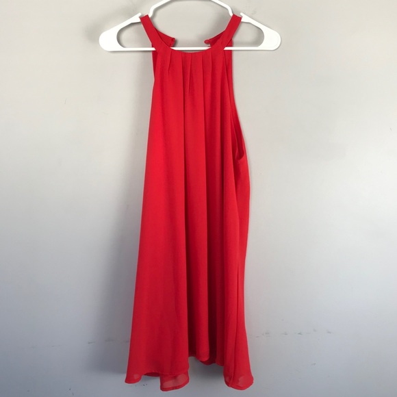 Astr The Label High Neck Shift Dress Red Sleeveless Rayon Knee Length Sz S - Picture 1 of 9